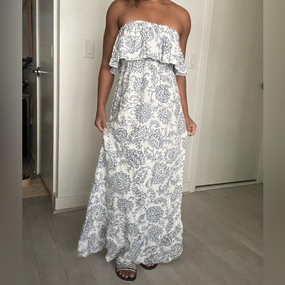 Strapless Floral Maxi Dress | Size Small | Brazilian Dress